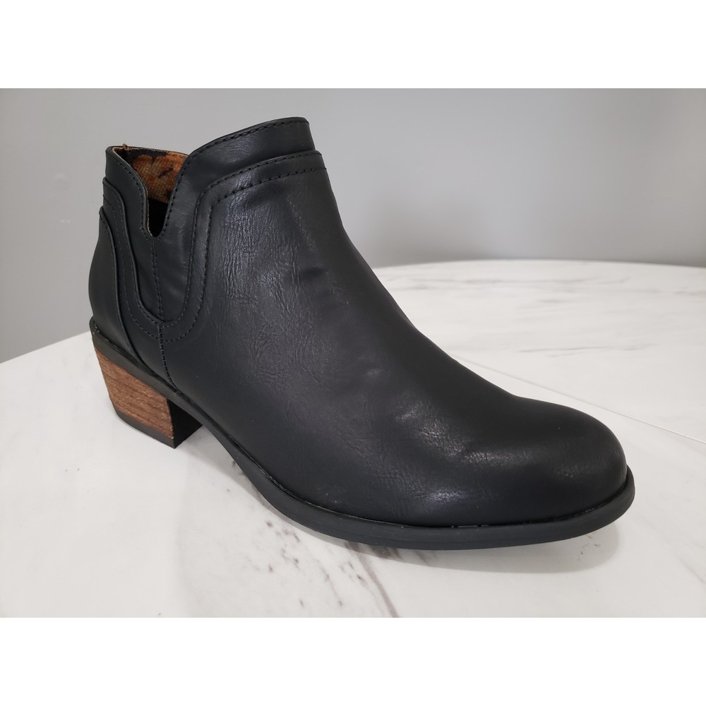 NEW HAS FLAW SZ 6 BOC BORN Lena Stacked Heel Booties Black BLOCK ANKLE‎ WESTERN